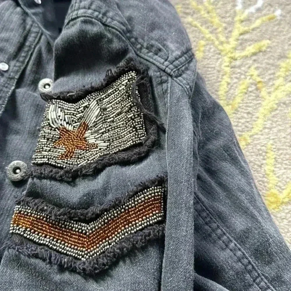 Free people, lightweight jacket, embroidered, and beaded S